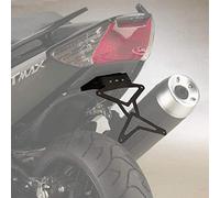 one by Camamoto cod. 77541402 portatarga posteriore regolabile / reclinabile di colore nero in acciaio ricavato dal pieno tagliato a laser predisposizione di luce targa compatibile con yamha t-max 500cc anno dal 2008 al 2011