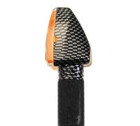one by Camamoto coppia kit frecce (cod. 77206002L kit set coppia indicatori frecce lampada arrow carbon look gambo lungo omologate CE attacco universale compatibile con moto scooter cafe race motard enduro quad)