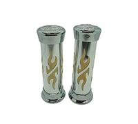 one by Camamoto manopole manubrio moto (cod. 77344059 kit set coppia manopole black eagle colore cromo/bianco con grip ottimale prodotto di facile installazione,ø sx 22mm/dx 25mm-lungh.135 mm)