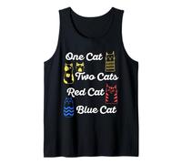 One Cat Two Cats Red Cat Blue Cat Funny Daying Citazione Canotta