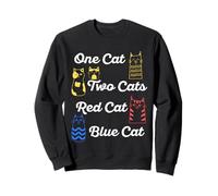 One Cat Two Cats Red Cat Blue Cat Funny Daying Citazione Felpa
