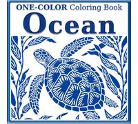 One-Color Coloring Book - Ocean: Dot Guides for Coloring & Gray Finished Example | Sea Life, Tropical Fish & Underwater Nature for All Ages