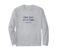 One Day at a Time - Minimal Christian Faith Reminder Maglia a Manica