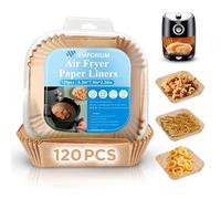 ONE Emporium Carta Forno per Friggitrice ad Aria - Riutilizzabile & Antiaderente, Compatibile con Ninja, Tower, Cosori - 120 pz, 16 cm