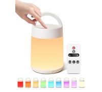 One Fire Luce Notturna Bambini Lampada da Comodino, 10 Colori Dimmerabile Ricaricabile Telecomando+Timer Touch a Batteria Portatile