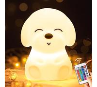 One Fire Luce Notturna Kawaii per Bambini, Lampada Silicone Cane 16 Colori LED Ricaricabile, Tattile con Timer, Regali Natale per Bimba