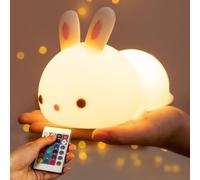 One Fire Luce notturna per bambini, 16 colori+luce allattamento dimmerabile+telecomando lampada da notte per cameretta dei bambini, decorazione in morbido silicone, kawaii, coniglietto, lampada da