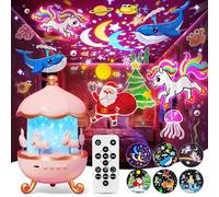 One Fire Proiettore Stelle Soffitto Bambini con 15 Film & 15 Musiche - Rotazione 360°, Telecomando Timer, Giochi per Bambine 3-12 Anni, Deko Cameretta Regalo, Regalo Natale Bambini