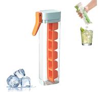 One Glass Ice Maker, One Hand Press Ice-Tray Mold with Handle, Space Saving & Easy to Release, 6 Square Ice Cube Maker for Ice Drink (1PCS Orange)