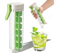 One Glass Ice Maker, Press Type Ice Cube Tray with Lid, Easy Release Silicone Ice Molds for Cocktails, Coffee & Water Bottles,Space Saving Cylinder Design,6 Cubes per Press (Green)
