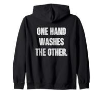 One Hand Washes The Other Teamwork Hustle Citazione Felpa con Cappuccio