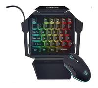 One Handed Gaming Keyboard and Mouse Combination Mini Wired RGB Backlit