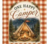 One Happy Camper: First Birthday Guest Book and Gift Log | Cute Illustrated Tent and Campfire Night Sky Cover | 8.5 x 8.5 Inch Sign In Book for Birthday Messages, Advice and Memories