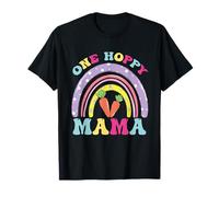 One Hoppy Mama Rainbow Funny Mama il giorno di Pasqua Maglietta