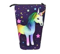 One-Horse Star - Astuccio portamatite espandibile con supporto, tessuto Oxford multi-design, altezza regolabile, borsa cosmetica multiuso