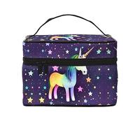 One-horse star - Borsa cosmetica da viaggio da donna, (22,9 x 16,5 x 15,7 cm), portatile, grande capacità, borsa cosmetica per ragazze, nero, Taglia unica