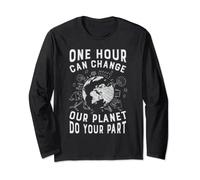 One Hour Can Change Our Planet Do Your Part - Earth Day Maglia a Manica