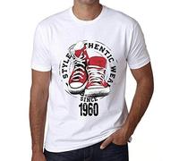 One in the City Uomo Maglietta Stile Autentico dal 1960 - Authentic Style Since 1960 - 66 Anni Idea Regalo 66° Compleanno T-Shirt Anniversario Stampa Grafica Vintage Anno 1960 novità Bianco L