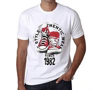 One in the City Uomo Maglietta Stile Autentico dal 1982 - Authentic Style Since 1982 - 44 Anni Idea Regalo 44° Compleanno T-Shirt Anniversario Stampa Grafica Vintage Anno 1982 novità Bianco M