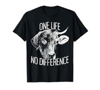One Life No Difference vegetariano amante animali vegano Maglietta