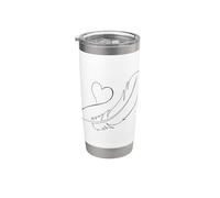 One Line Art Piuma con Cuore Bicchiere termico in acciaio inox doppia parete