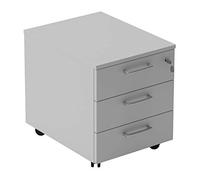 One Living Cassettiera da Ufficio con Rotelle, Tre Ampi Cassetti - Montaggio Facile - Elegante e Pratica Soluzione per Organizzare Il Tuo Spazio di Lavoro (L 42 x P 56 x H 51 cm, Grigio)