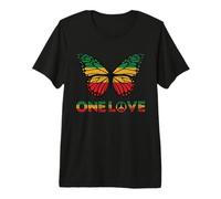 One Love Butterfly Rasta Reggae Peace Rastafari Roots Maglietta Premium