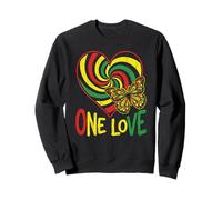 One Love Rasta Cuore Farfalla Reggae Roots Jamaica Style Felpa