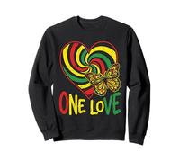 One Love Rasta Cuore Farfalla Reggae Roots Jamaica Style Felpa