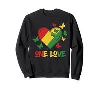 One Love Rasta Cuore Reggae Roots Giamaica Farfalla Pace Felpa