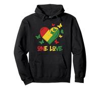 One Love Rasta Cuore Reggae Roots Giamaica Farfalla Pace Felpa con Cappuccio