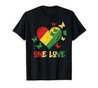 One Love Rasta Cuore Reggae Roots Giamaica Farfalla Pace Maglietta