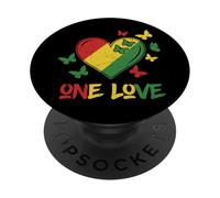 One Love Rasta Cuore Reggae Roots Giamaica Farfalla Pace PopSockets PopGrip Adesivo