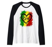 One Love Reggae Giamaica Rasta Music Caribbean Pride Maglia con Maniche Raglan