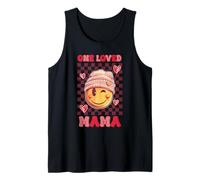One Loved Mama Camicia A Scacchi Carino Cuori Sorriso Rosa Donne Canotta