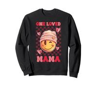 One Loved Mama Camicia A Scacchi Carino Cuori Sorriso Rosa Donne Felpa
