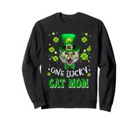 One Lucky Cat Mom Funny Kitten St Patricks Day Cats Lovers Felpa