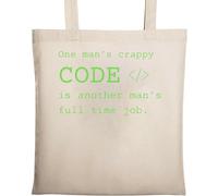 One Man's Code is Another Man's Full Time Job - Borsa a tracolla in cotone ecologico naturale, colore: Beige