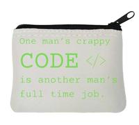 One Man's Code is Another Man's Full Time Job - Portamonete in neoprene, 10 x 11 cm, colore: Bianco