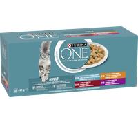 Purina ONE Adult cibo umido per gatti con pollo, manzo, agnello e pesce marino 40 x 85 g