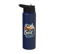 One More Sail Please Nautical Sunset Barca a vela Citazione Stainless Steel Insulated Water Bottle