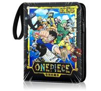 One Piece Album per Giochi Carte Anime 50 Pagine per 400 Carte Libro Porta Cartes con Cerniera Pelle PU Trasparente Impermeabile Cerniera Anime Cards Album Libro Regalo per Bambini A