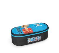 ONE PIECE - Astuccio Scuola Ufficiale One Piece, Astuccio Ovale per Bambini e Ragazzi, per Riporre la Cancelleria, Divisorio Interno con Passanti Elastici, Pratica Chiusura a Zip, 22x7Hx9, cm, Blu