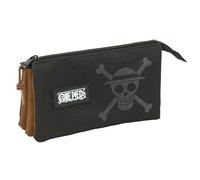 ONE PIECE - Astuccio triplo, astuccio per bambini, ideale per bambini in età scolastica, comodo e versatile, qualità e resistenza, 22 x 3 x 12 cm