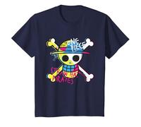 One Piece Cappello di Paglia Pirati Logo Colore Scimmia D Rufy Bambini Maglietta, Bambini, Navy, 4 Anni