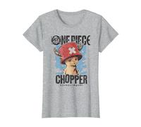 One Piece Chopper Portrait Ufficialmente Autorizzato Maglietta, Donna, Grigio Melange, S