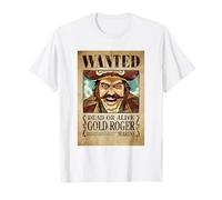 One Piece Gold Roger Pirate Wanted Poster Maglietta
