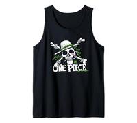 One Piece Green Doodle Jolly Roger Logo Canotta