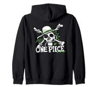 One Piece Green Doodle Jolly Roger Logo Felpa con Cappuccio
