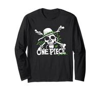 One Piece Green Doodle Jolly Roger Logo Maglia a Manica
